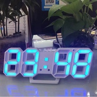 Jam Dinding Digital Modern Digital 3D White LED Wall Clock Alarm Clock Snooze 12/24 Hour Display USB