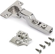 Emuca - Kit Inset Hinge X92 with Soft Close and Plate, Screw-on Plate, Opening Angle of 105º, Nickel Plated, Steel, 20 ut.