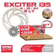 Yamaha Exciter 135cc 2011-2014 9mm RK gold chain sprocket imported from Malaysia