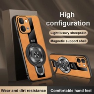 Sheepskin Wireless Charging Magnetic Ring Holder Cover For VIVO Y500i Y500 Pro PU Leather Shockproof