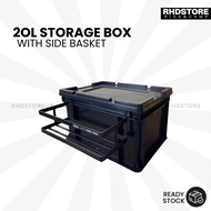 Storage Box With Side Basket 20L Industrial Style Heavy Duty Camping Stackable Container Kotak Simpa