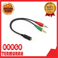 3.5mm Female to 2 x 3.5mm Male Nylon Braided AUX Audio Cable 22cm - K908 - Black
