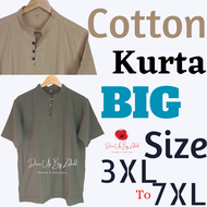 📢New Arrival😎Kurta Cotton Lengan Pendek Lelaki Dewasa Big Size || Baju Cotton Kurta (3XL-7XL)