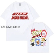 ATEEZ World Tour In Your Fantasy Merch T-Shirt Kpop Cartoon Hip Hop Casual Tee