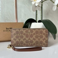 💕 กระเป๋าสตางค์ใบยาว LONG ZIP AROUND WALLET IN SIGNATURE CANVAS (COACH CW778)