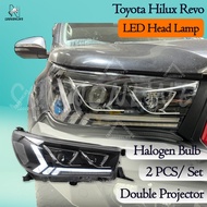 Toyota Hilux Revo Rocco Head Lamp Day Running Light LED 2016-2020 Revo Head Lamp Halogen Bulb