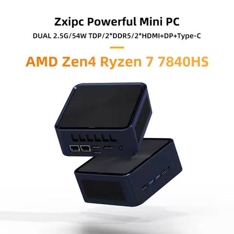 ZXIPC Mini PC AMD Ryzen 7 7840HS DDR5 M.2 NVME SSD Desktop Computers Support 4K HDMI Display/WiFi6/U