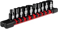 10 Piece 1/4 Inch Drive Shallow Impact Socket Set, SAE 3/16" to 9/16" & Metric 4 to 14mm With Socket