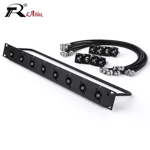 BNC Cabinet Jumper Connector 1U Rack Patch Panel 8 Way Channel,RG58 BNC Male to Male Plug RF Coaxial