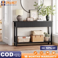 Modern Console Table Entryway Table with 3 Drawers and Open Storage Shelf for Living Room Foyer and 