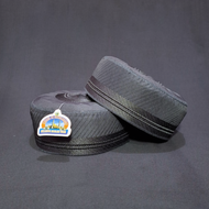 Black Madinah Bugis Cap with Premium Embroidery for Adults with Kurit Motif Peci Lelaki Dewasa
