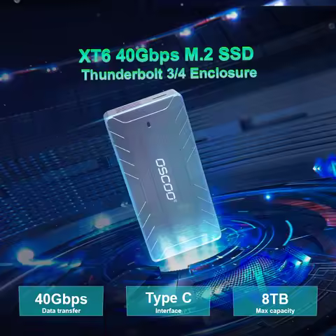 OSCOO SSD Case 40Gbps USB4.0 Type C M.2 NVME SSD Enclosure Compatible M.2 2242/2260/2280 SSD Up to 8