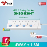 Bull Extention Power Socket 4 Way1.8M Safety Socket Surge Protection Extension Socket Outlet Power Strip with Certified Safety Mark&amp; 5 Years Warranty