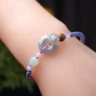 【願‧平安】冰種烏雞翡翠平安扣編織手鍊 | 天然A貨翡翠 | 送禮