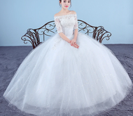 GAUN WEDDING / GAUN PENGANTIN PUTIH WANITA / GAUN BROKAT ELEGAN / GAUN PERNIKAHAN SIMPLE