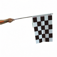 F1 Racing Checkered Flag with Stainless Steel Retractable Pole Double-Sided Karting Flag Black And W