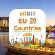 [eSIM]Europe 20 countries eSIM 4G/5G high speed network 1GB~30GB unlimited data EU travel esim card 