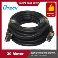 Dtech heavy duty high resolution VGA 3+6 Cable Male to Male cord HD 1080P Video Cable [20 Meter]