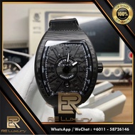 [TOP QUALITY] FM VANGUARD CAMOUFLAGE V45 GREY DIAL  GREY CALF LEATHER MEN WATCH AUTOMATIC JAM TANGAN LELAKI LUXURY