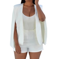 Fashion Solid Color Women Split Cape Slim Fit Business Blazer Suit Jacket Coat