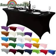 LANFYGOODS High Stretch Tablecloth, Universal Washable Rectangular Table Cloth, Black Elastic 4/6FT 