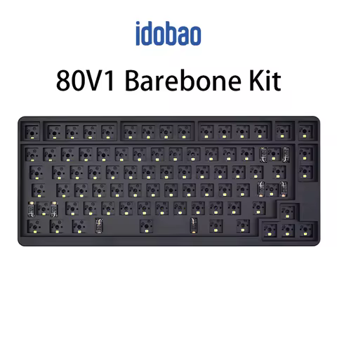 idobao ID80 Mechanical Keyboard Black Custom DIY Full Aluminium 75% Hot-swap Barebone Kit Wired Keyb