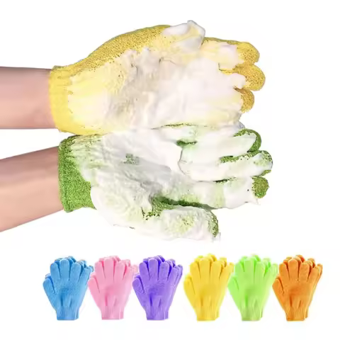 1/2/3pairs Five Fingers Bath Gloves Peeling Exfoliating Household Shower Towel Scrub Body Wash Elast