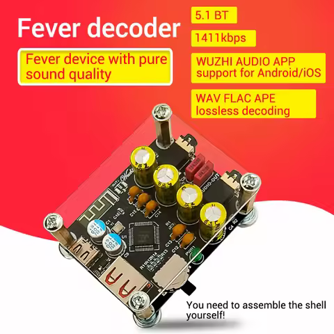 5V Type-C ZK-PT2 Lossless Fever HIFI5.1 Bluetooth U Disk Decoder Board Player Audio Receiver Audio P