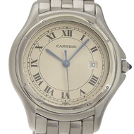 【日本直送】CARTIER Panthère Cougar LM 腕錶 cal.87 W5002F5 不鏽鋼 石英 指針式顯示 白色錶盤 男士【二手】