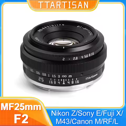 TTArtisan 25mm F2 APS-C Frame Manual Focus Prime Lens for Sony E a6000 a6400 Fuji XT30 XT4 XS10 XM5 