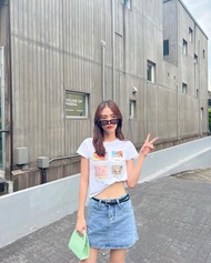 Cute Skrit Rok Jeans Wanita 7/9 Belah Depan Premium High Quality Korean Style A Line - L Bark Store