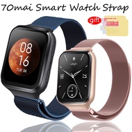 For 70Mai Saphir Smart Watch Strap Milanses loop Stainless Steel Wrist Band Replacement Bracelet Band Belt Correa Accessories for 70Mai Watch Screen Protector Film