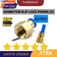Konektor Pompa Dc drat 18mm Selang PU 6x4mm / Konektor Tembaga