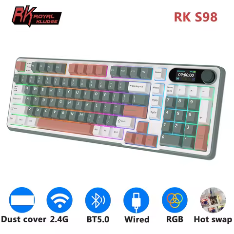 ROYAL KLUDGE RKS98 Brazilian Wireless Mechanical Keyboard 96% 98 Keys PBT RGB Hot Swappable Mechanic