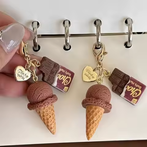 Summer Ice Drink Chocolate Ice Cream Keychain Simulated Popcorn Backpack Pendant Mobile Phone Chain
