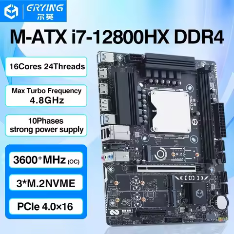 ERYING DIY Gaming PC Computer Motherboard with Onboard CPU Interpose kit i7 12800HX 16C24T DDR4 RAM 