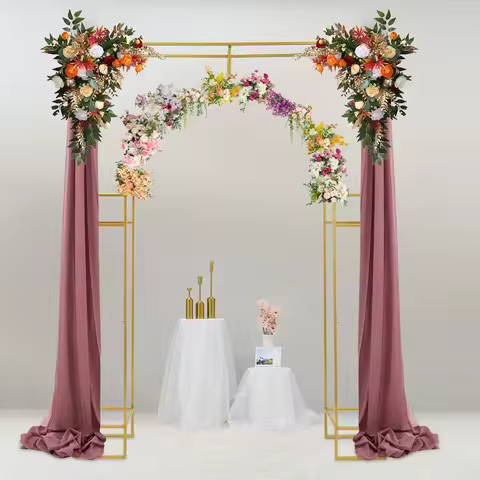 5.9x7.9inch Gold Wedding Arches for Ceremony Square Metal Balloon Arch Stand Garden Arbor Frame for 