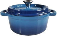 Kitchen Pot Cast Iron Enamel Casserole Multifunctional Enamel Soup Pot Household Steamer Cookware (Color: Blue, Size: 28x22x14.5cm)