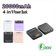 【SG Stock】100W Powerbank 20000mAh Fast Charging Digital Display 4 in1  Mini Power Bank With Cable For iphone Samsung