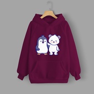 Hoodie Wanita Gambar Pinguin Bear Warna Burgundy Terbaru Vallenca Official