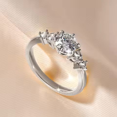 IOGOU 14K Gold Filled 1.0CT 6.5MM D Moissanite Diamond Rings Wedding Engagement Finger Band for Wome