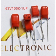 (Combo of 2) Genuine imported Philips CBB capacitor 63V105K 1UF pitch P5 P7.5 105K63V 63V error 10% 