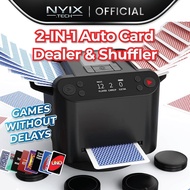 [𝟮-𝗶𝗻𝟭] Automatic Card Dealer & Shuffler Machine 360° Battery UNO Poker Auto Shuffle Pembahagi Kad