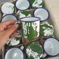 Cangkir Jadul Blirik 7cm / Mug Enamel 7cm Motif Blirik ( Loreng ) / Gelas Blirik Enamel