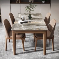 🇸🇬 ⚡ Nordic Dining Table Set w Chair Sintered Stone Table Scratch Resistant High Temperature Marble Dining Table Square Table Dining Room Furniture