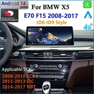 Android 14 Wireless CarPlay Car Radio Stereo For BMW X5 E70 F15 2008-2017 NBT CIC CCC GPS Navigation