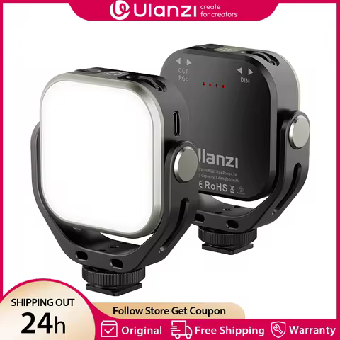 Ulanzi VL66 RGB Video Light 2500-6500K CCT 360° Rotatable 2000mAh Full Light with 1/4 Screw Cold Sho