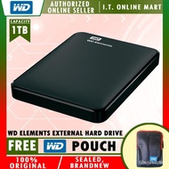 WD Western Digital Elements 1TB Portable USB 3.0 External Drive (Black)