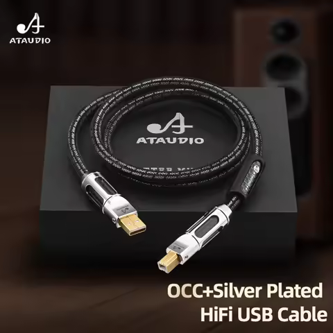 ATAUDIO HiFi USB DAC Audio Cable High Quality 6N OCC Silver Plating Type A to Type B HiFi USB Type C