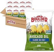 Boulder Canyon Avocado Oil Kettle Cooked Potato Chips, Sea Salt, Wavy Cut, 5.25 oz. Bag, 12 Count –
